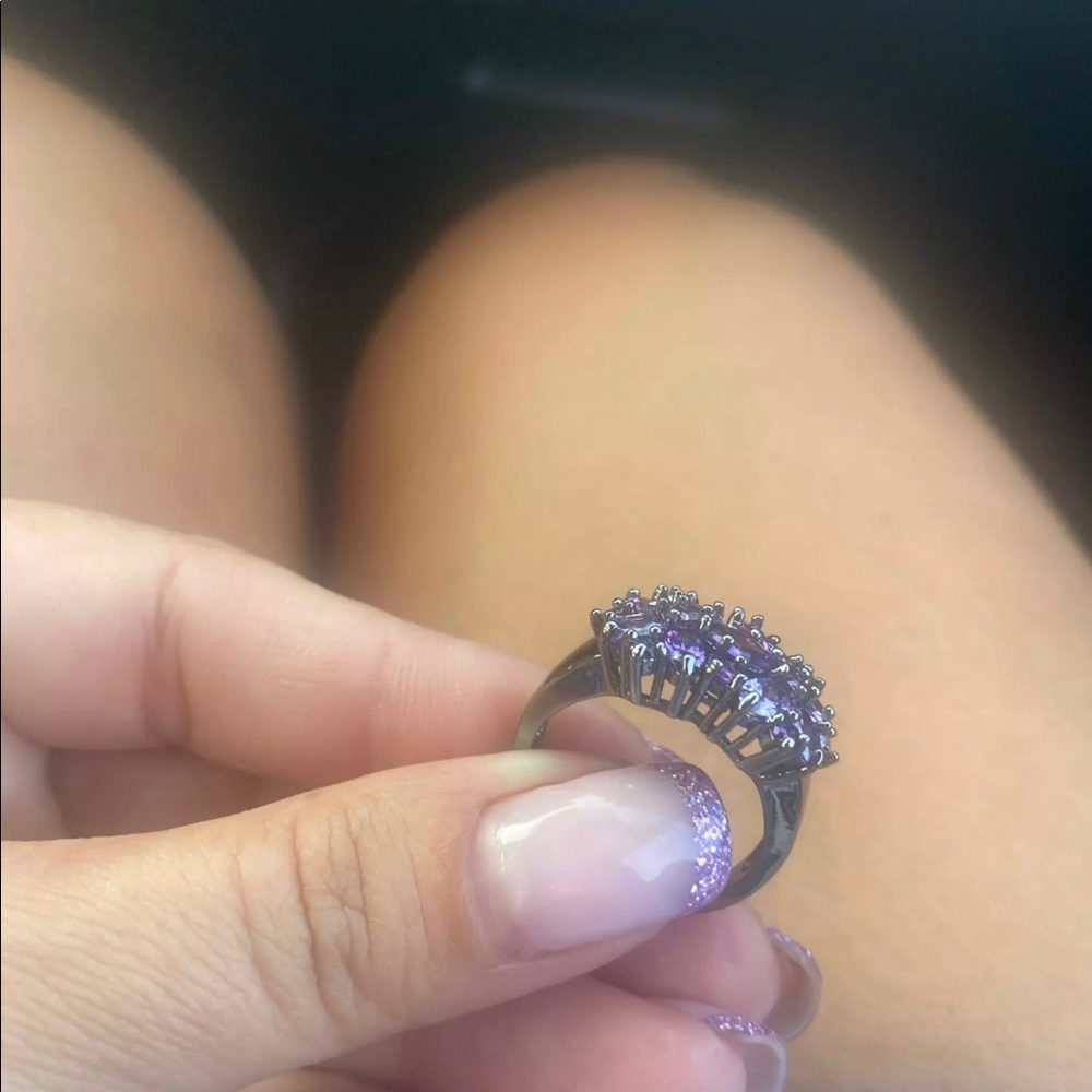 New 18K Black Gold Amethyst Ring - Picture 3 of 8